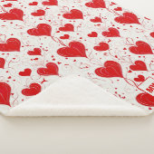 Chique coquette rode harten en wervelingen monogra sherpa deken (3/4)