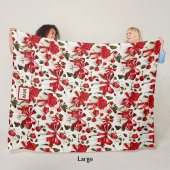 Chique coquette rode rozen en bogen monogram fleece deken