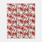 Chique coquette rode rozen en bogen monogram fleece deken (Voorkant)