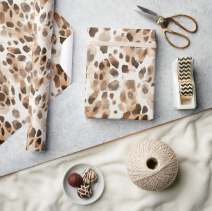 Chique Cream Bruin Leopard Dierenprint Cadeaupapier