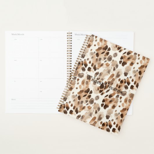 Chique Cream Bruin Leopard Dierenprint Planner (Display)