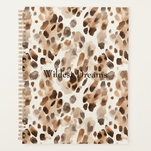 Chique Cream Bruin Leopard Dierenprint Planner (Voorkant)