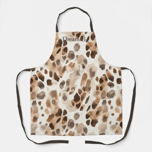 Chique Cream Bruin Leopard Dierenprint Schort (Voorkant)