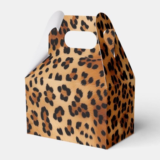 Chique Cream Bruin Leopard Favor Box Bedankdoosjes (Voorkant Zijde)