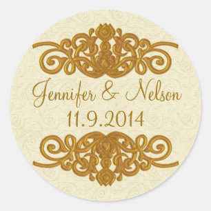 Chique Cream & Gouden Toon bruiloft Envelope Seal Ronde Sticker
