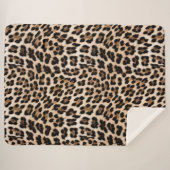 Chique Cream Zwart Leopard Print Sherpa Deken (Voorkant (horizontaal))