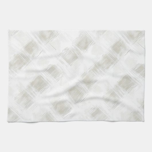 Chique Crème Witte Strepen Bruiloftsontvangst Theedoek (Horizontaal)