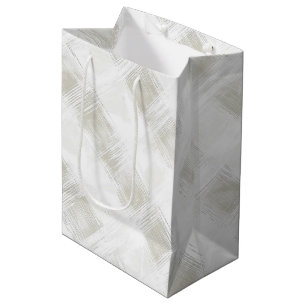 Chique Crème Witte Strepen Trouwen Medium Cadeauzakje