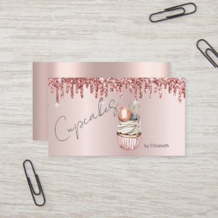 Chique Cupcakes Macaroon Roze Goud Drips Visitekaartje