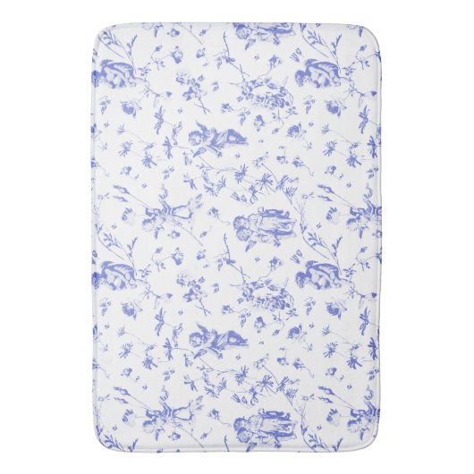 Chique Cupido Angels Bloemblauw Wit Toile Badmat (Voorkant Verticaal)