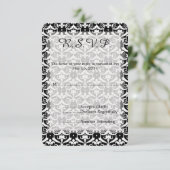 Chique Damask Bruiloft RSVP (Staand voorkant)
