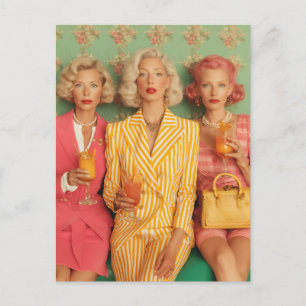 Chique Dames Retro Cocktail Moment Briefkaart