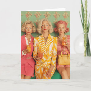 Chique Dames Retro Cocktail Moment Kaart