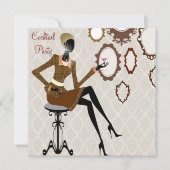 Chique Damesmode Winkelsingel Cocktailparty Kaart (Voorkant)