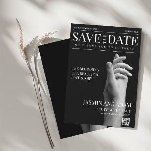 Chique Dark Mode Tijdschrift Bruiloft Save The Date