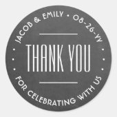 Chique deco typografie dank u faux krijtbord ronde sticker (Voorkant)