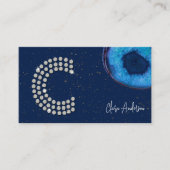 Chique Diamond Blue Agaat Initiaal C Letter Monogr Visitekaartje (Voorkant)