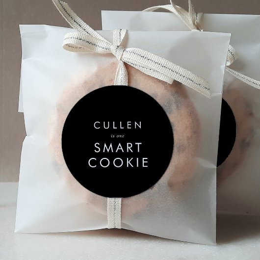 Chique Donker Zwart One Smart Cookie Afstuderen Fa Ronde Sticker