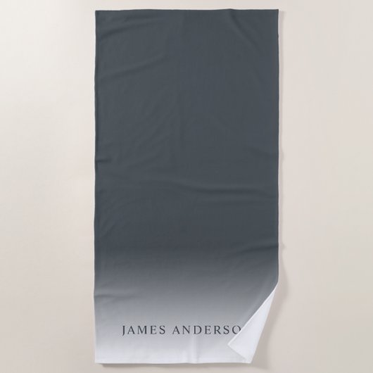 Chique donkergrijze naammonogram strandlaken (Voorkant)