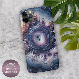 Chique donkerpaarse violette blauwe kwarts agaatpa iPhone 16 pro max hoesje