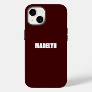 Chique donkerrode en witte script Persoonlijke naa Case-Mate iPhone 14 Hoesje