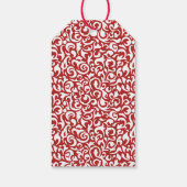 Chique donkerrood wit damast bloemenkunst patroon cadeaulabel (Achterkant)