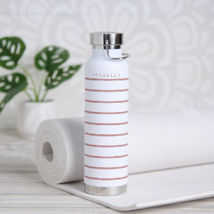 Chique Dusty Roos Strepen met Monogram of Naam Waterfles