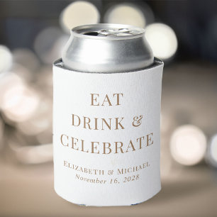 Chique Eat Drink Vier Wit Goud Bruiloft Blikjeskoeler
