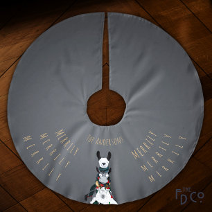 Chique eenvoudig grijs   Grappige Winter Llama Sch Kerstboom Rok