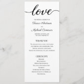 Chique Eenvoudig Zwart-Wit Huwelijk Liefde Script Programma (Voorkant)