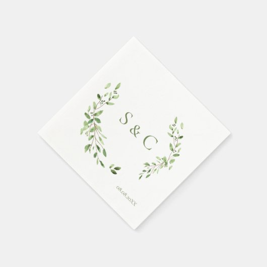 Chique eenvoudige aangepaste monogram krans bruilo servet (Hoek)