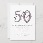 Chique eenvoudige minimalistische Paarse pruim 50e Kaart (Voorkant)