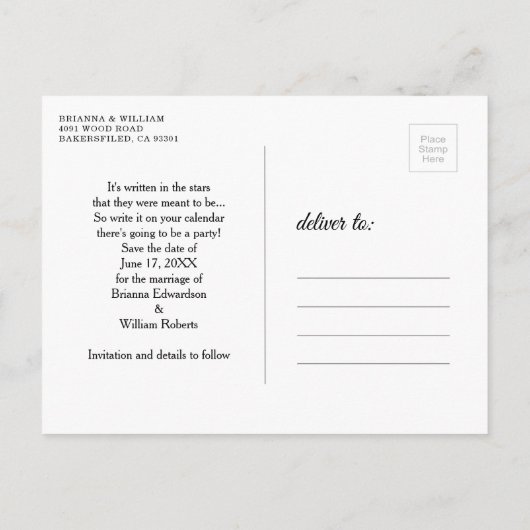 Chique eenvoudige Save the Date foto trouwuitnodig Uitnodiging Briefkaart (Achterkant)