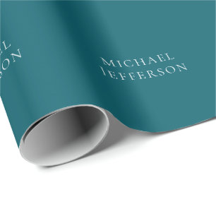 Chique effen donker turquoise kleur gepersonalisee cadeaupapier