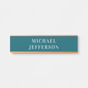 Chique effen donker turquoise kleur gepersonalisee deurbordje