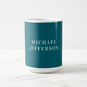 Chique effen donker turquoise kleur gepersonalisee koffiemok