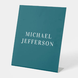 Chique effen donker turquoise kleur gepersonalisee reclamebord met voetstuk