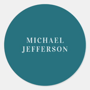 Chique effen donker turquoise kleur gepersonalisee ronde sticker