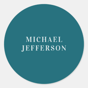 Chique effen donker turquoise kleur gepersonalisee ronde sticker