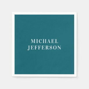 Chique effen donker turquoise kleur gepersonalisee servet