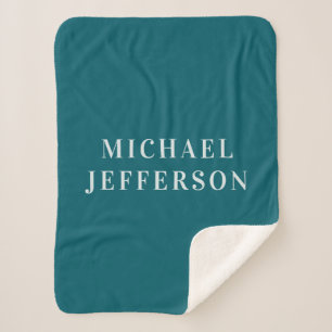 Chique effen donker turquoise kleur gepersonalisee sherpa deken