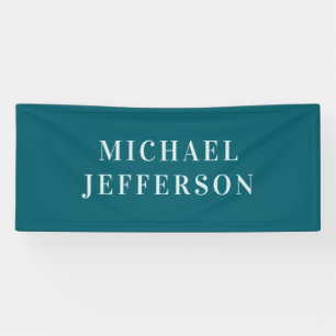 Chique effen donker turquoise kleur gepersonalisee spandoek