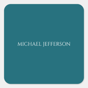 Chique effen donker turquoise kleur gepersonalisee vierkante sticker