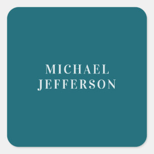 Chique effen donker turquoise kleur gepersonalisee vierkante sticker