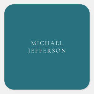 Chique effen donker turquoise kleur gepersonalisee vierkante sticker
