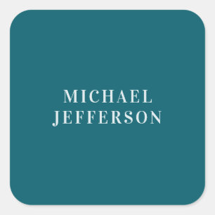 Chique effen donker turquoise kleur gepersonalisee vierkante sticker