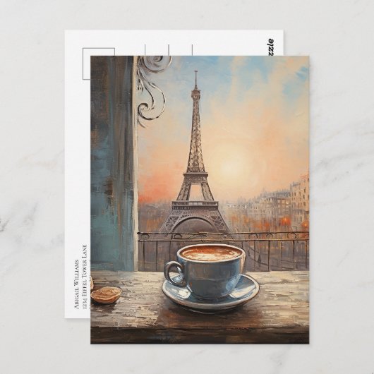 Chique Eiffeltoren Cafe Koffie Chalkboard Parijs Briefkaart (Voorkant / Achterkant)