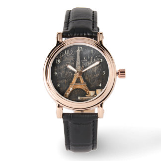 Chique Eiffeltoren Cafe Koffie Chalkboard Parijs Horloge