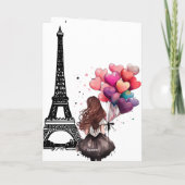 Chique Eiffeltoren, Meisje, Hartballonnen Verjaard Kaart (Achterkant)
