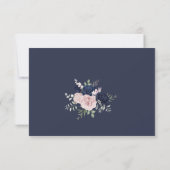 Chique Elegant Blush Navy Blauw Bruiloft RSVP Kaartje (Achterkant)